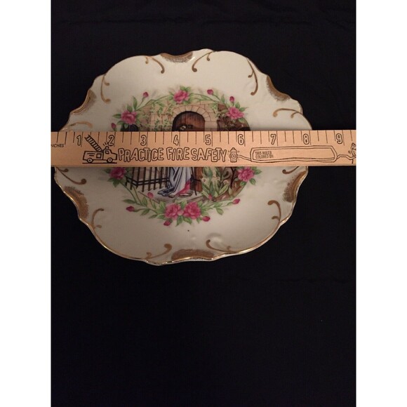Vintage Jesus At The Door 18k Gold Trim Collector Plate 1970’s Religious Japan - Picture 3 of 10